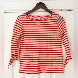 J. Crew Red and White Striped Blouse‎ Size XXS EUC Like New